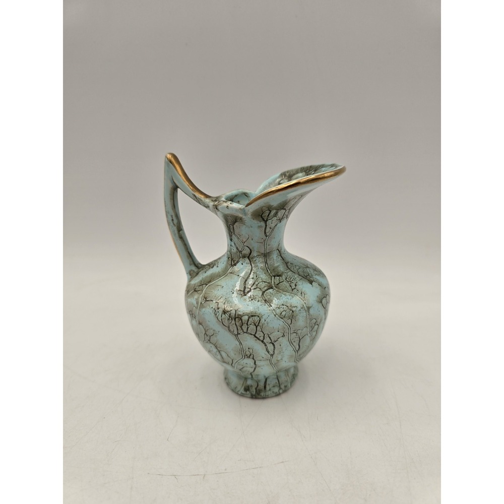 Gouda Dutch Holland Miniature Pitcher Blue Gold Gilt